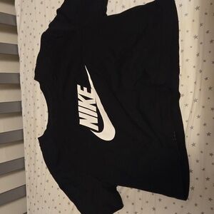 Nike Black Tee with White Logo Crop Top